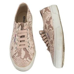 Superga Pink Snakeskin Sneakers Faux Leather Size 39/ 8 US